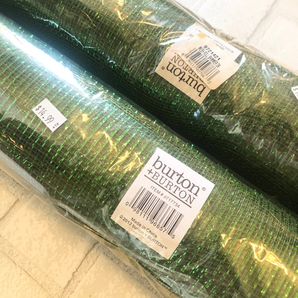 Burton + Burton Dark Green Shimmer Deco Mesh - Two 21" x 10yd Rolls for Wreaths